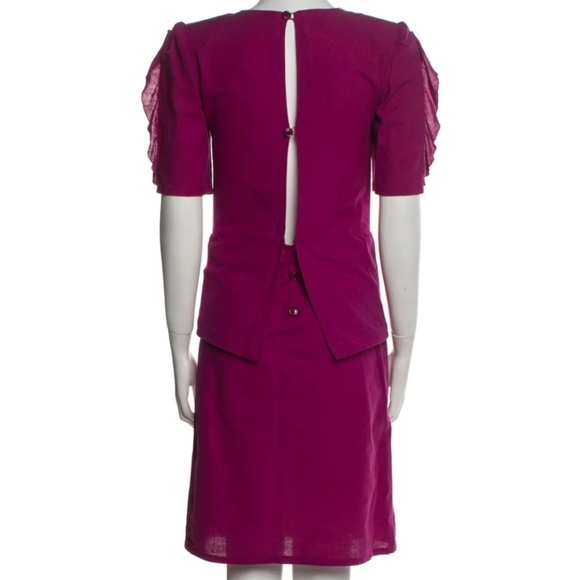 Sonia Rykiel Vintage Shift Dress Pink Lace Collar Cotton XS Rare Parisian Chic - Picture 4 of 6